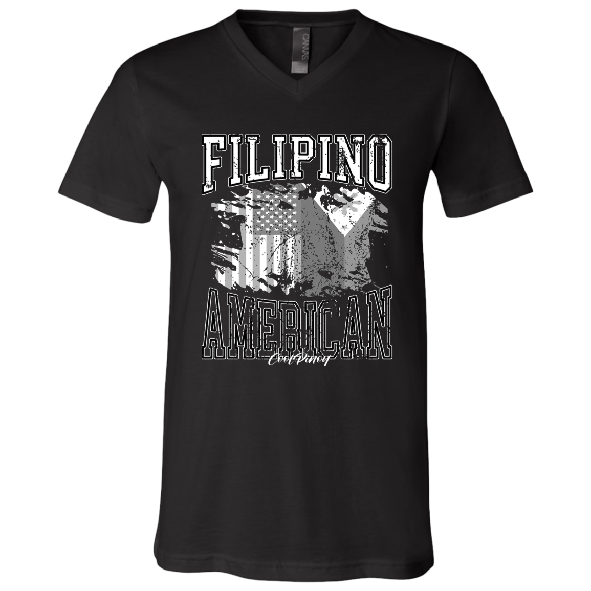 Filipino American Flags Distressed Unisex Jersey V-Neck T-Shirt