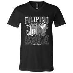 Filipino American Flags Distressed Unisex Jersey V-Neck T-Shirt