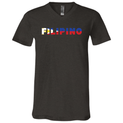 Filipino with Flag Embedded Unisex Jersey V-Neck T-Shirt