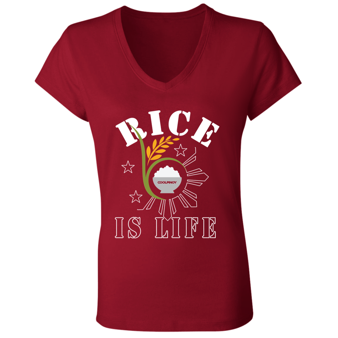 RIce is Life Seeds Ladies Jersey V-Neck T-Shirt