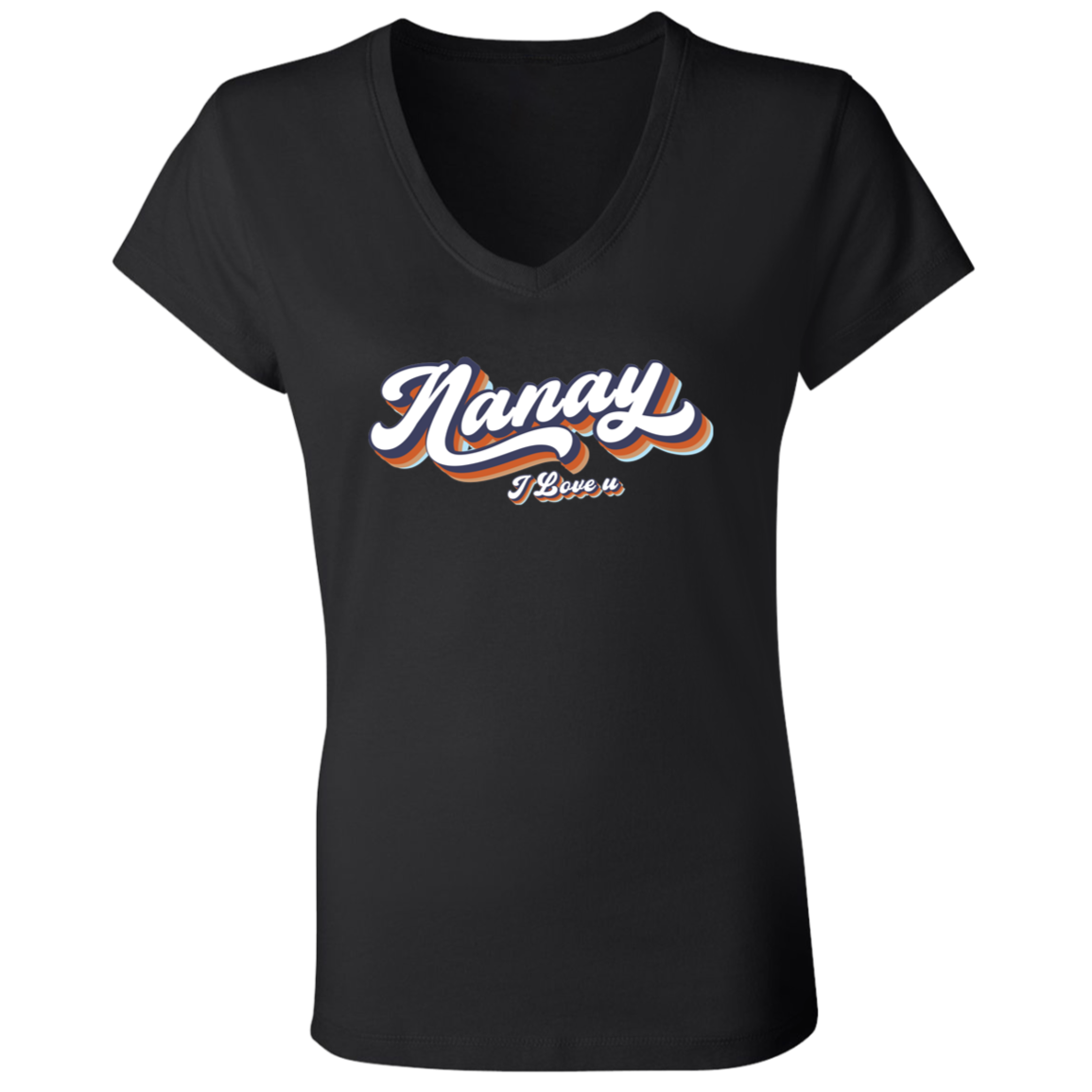 Nanay I Love U Ladies Jersey V-Neck T-Shirt