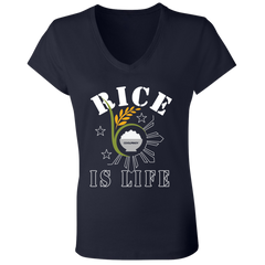 RIce is Life Seeds Ladies Jersey V-Neck T-Shirt