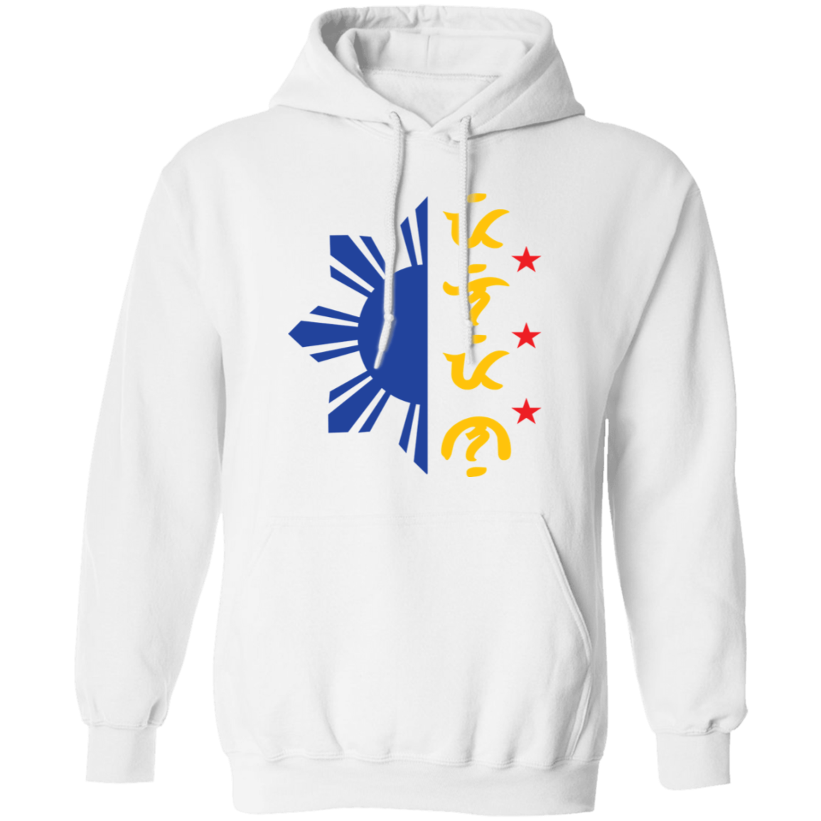 Tricolor Filipino in Baybayin Script Half Sun Unisex Pullover Hoodie