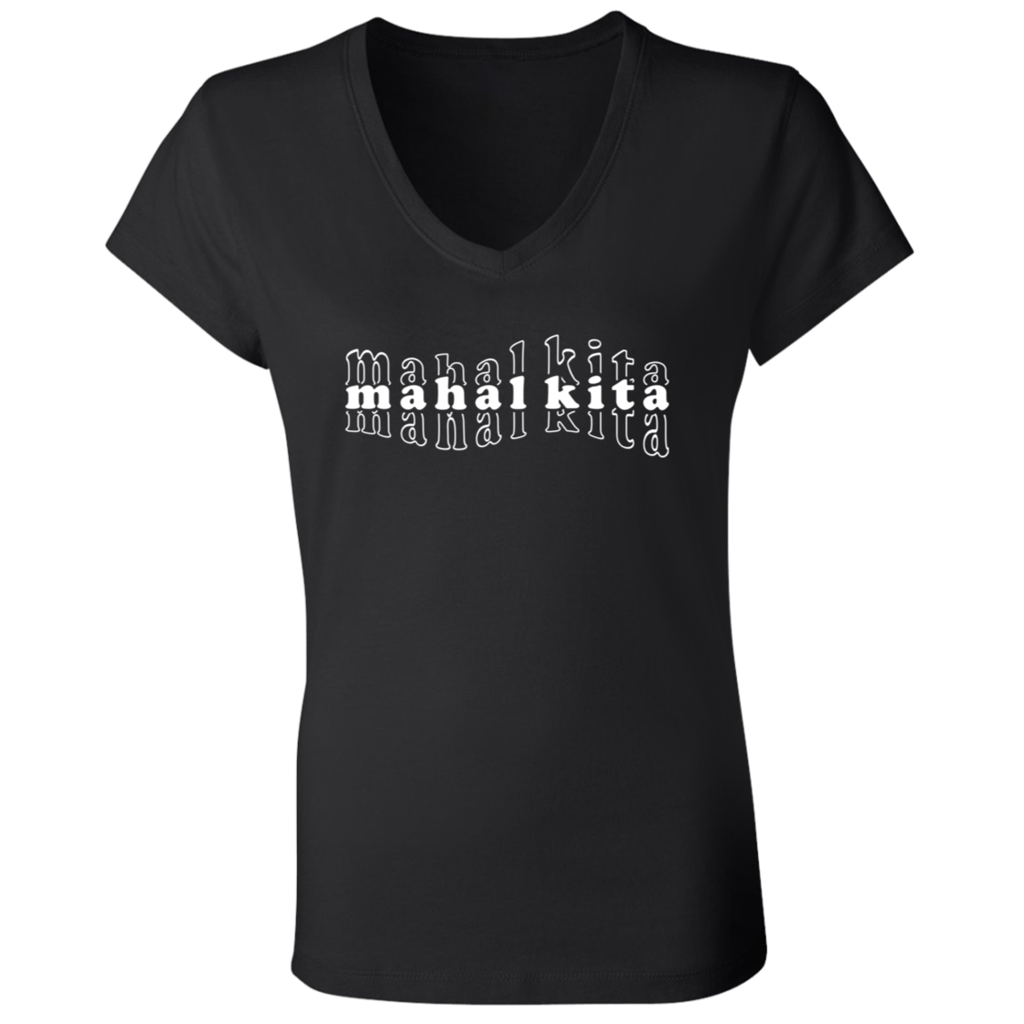 Mahal Kita Mesh Warp Ladies Jersey V-Neck T-Shirt