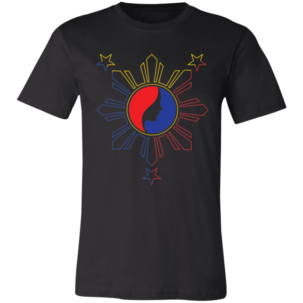 Pinay Silhouette in Philippine Sun Tricolorpng Unisex Jersey T-Shirt