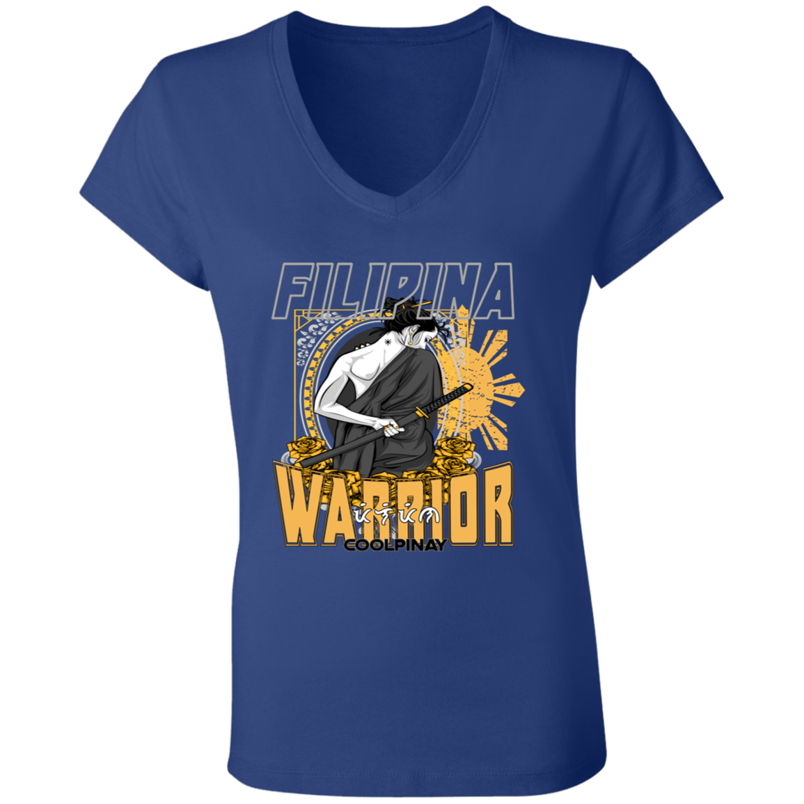 Filipina Warrior Samurai Ladies' Jersey V-Neck T-Shirt