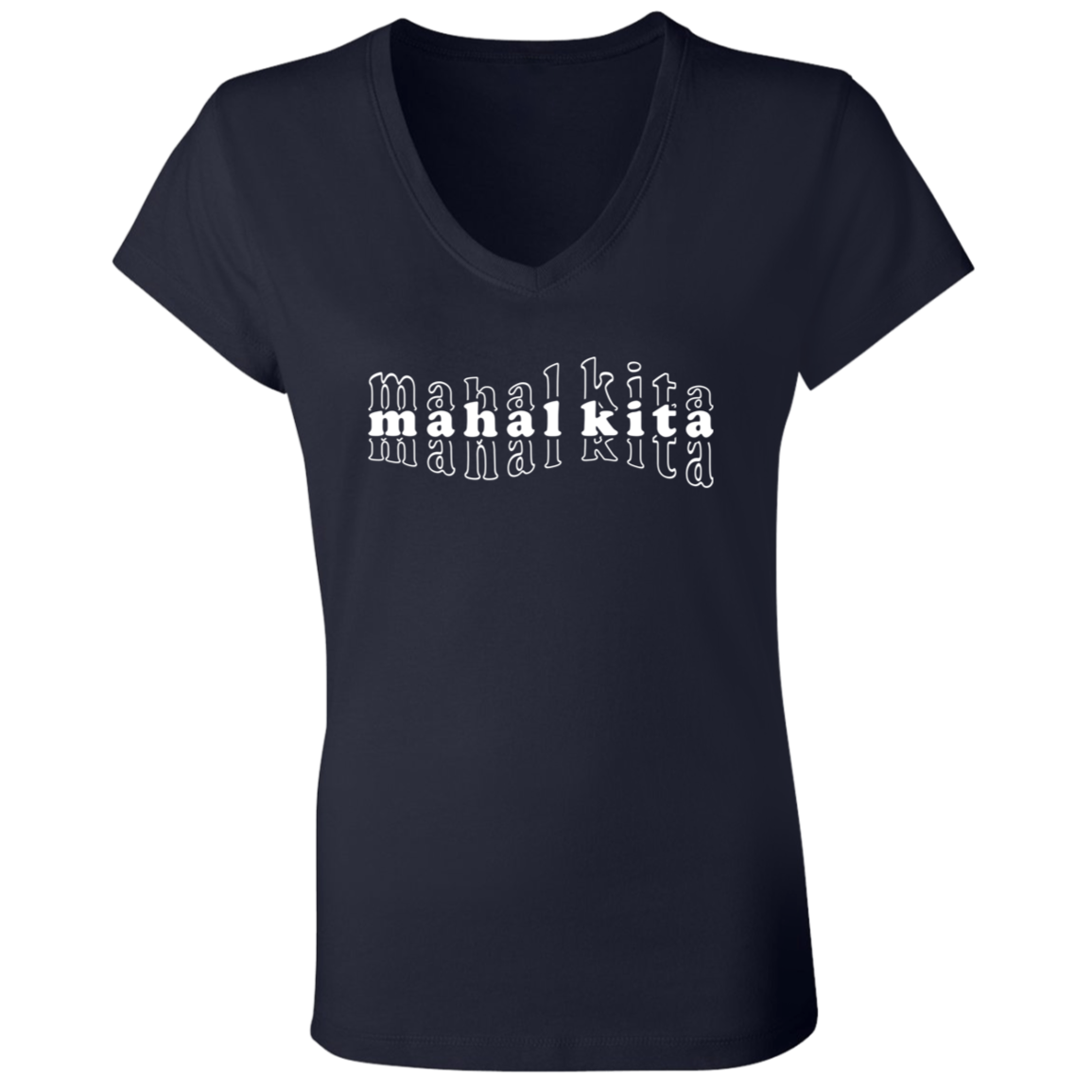 Mahal Kita Mesh Warp Ladies Jersey V-Neck T-Shirt