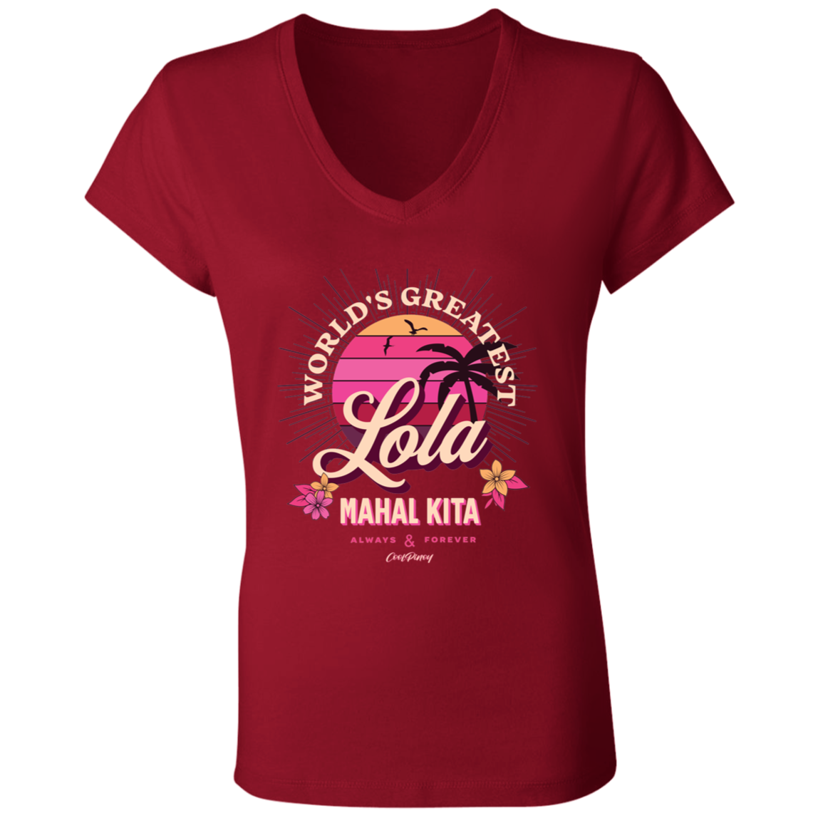 Worlds Greatest Lola Ladies Jersey V-Neck T-Shirt