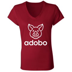 Adobo Pig Head Ladies Jersey V-Neck T-Shirt