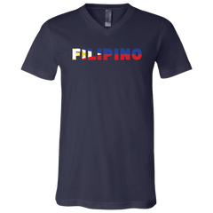 Filipino with Flag Embedded Unisex Jersey V-Neck T-Shirt