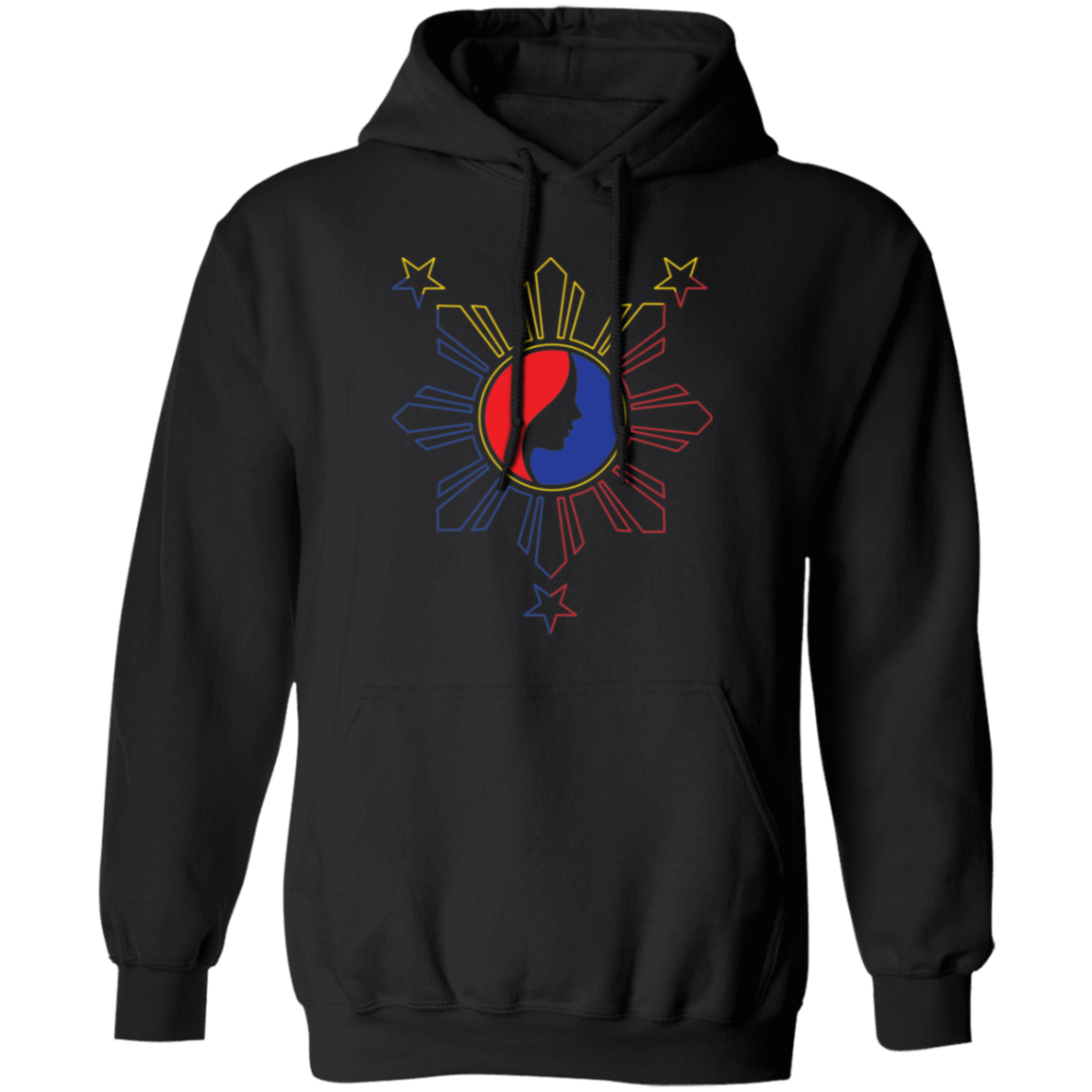 Pinay Silhouette in Philippine Sun Tricolorpng Unisex Pullover Hoodie