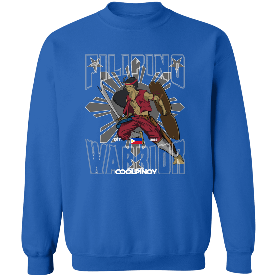 Filipino Warrior Grey Sun and Stars Unisex Crewneck Pullover Sweatshirt