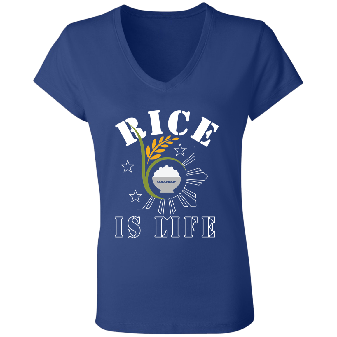 RIce is Life Seeds Ladies Jersey V-Neck T-Shirt