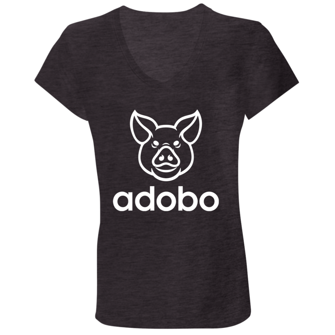 Adobo Pig Head Ladies Jersey V-Neck T-Shirt