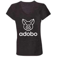 Adobo Pig Head Ladies Jersey V-Neck T-Shirt