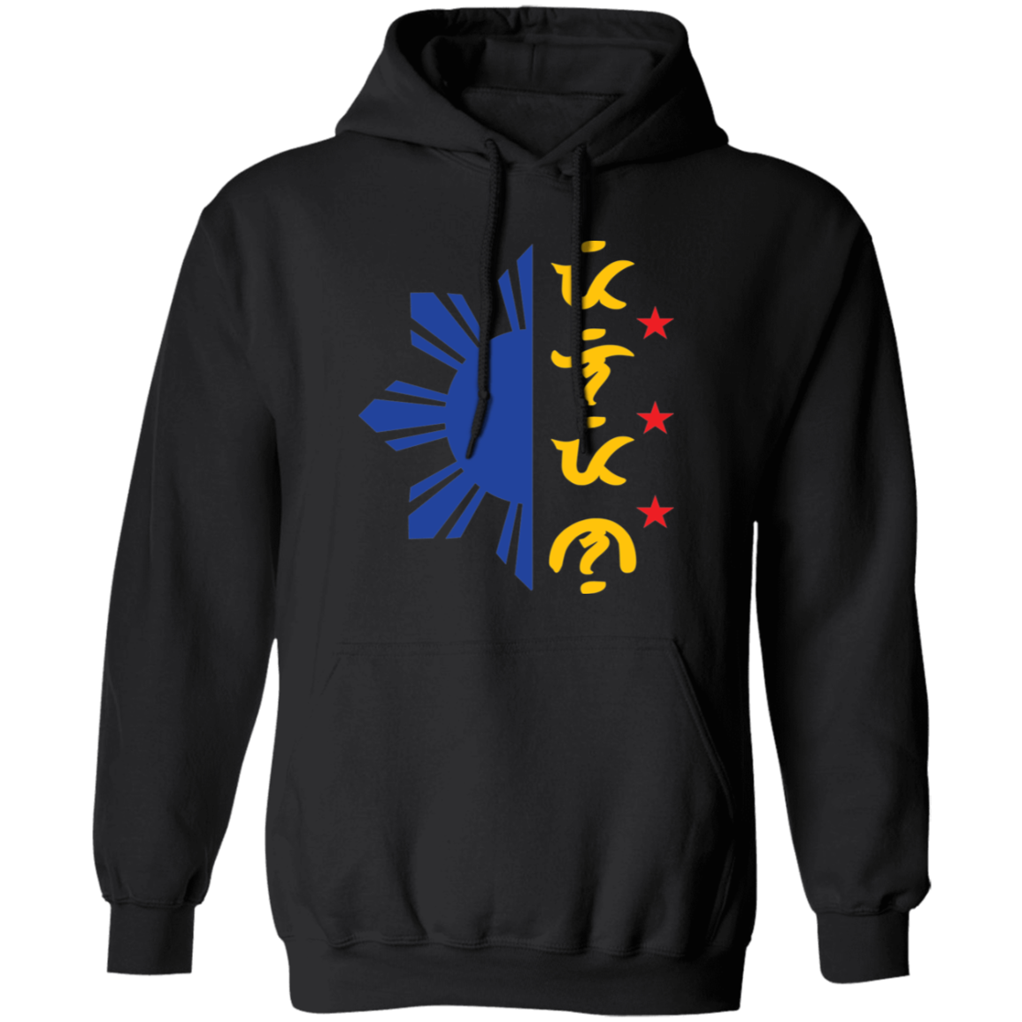 Tricolor Filipino in Baybayin Script Half Sun Unisex Pullover Hoodie