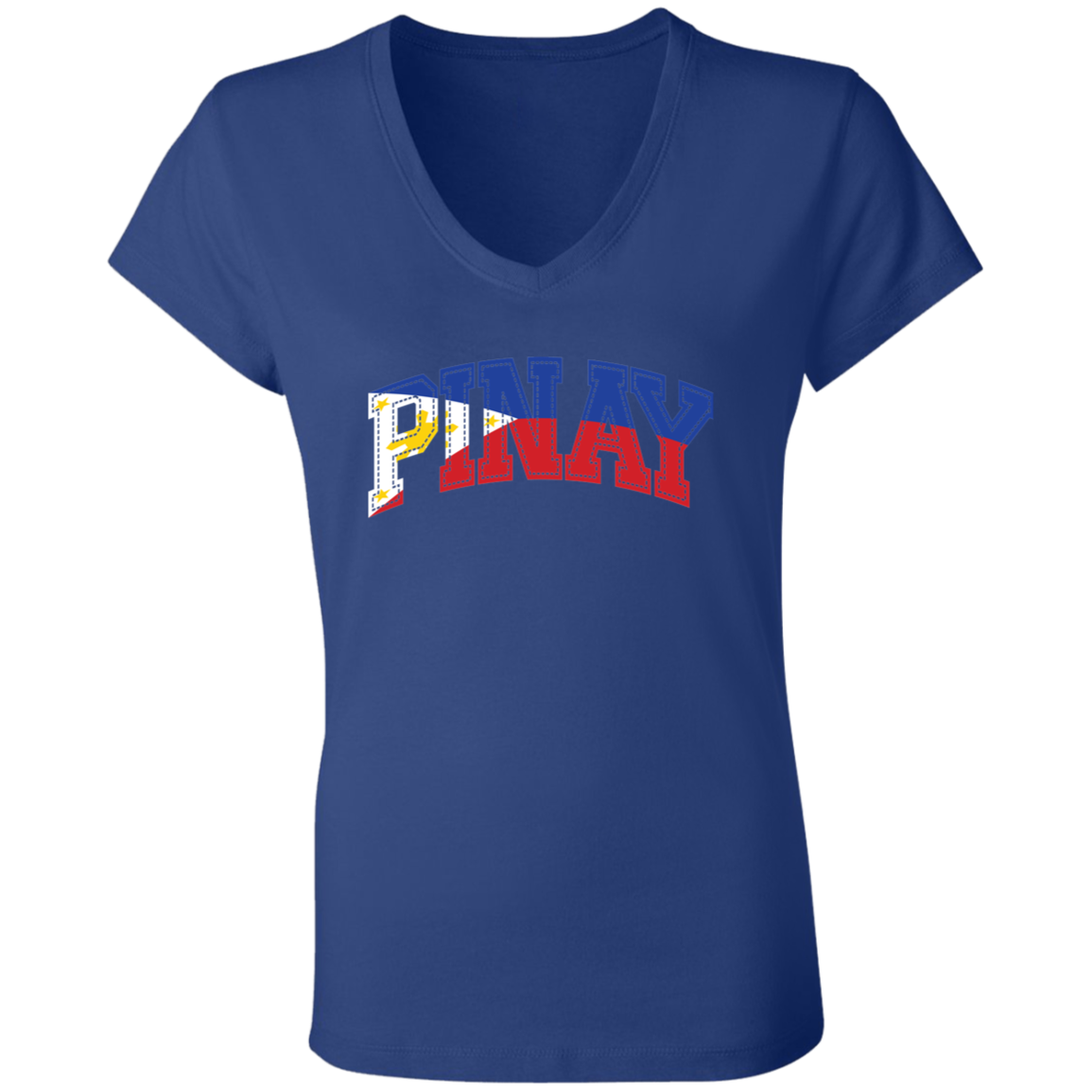 Pinay with Flag Embedded Ladies' Jersey V-Neck T-Shirt