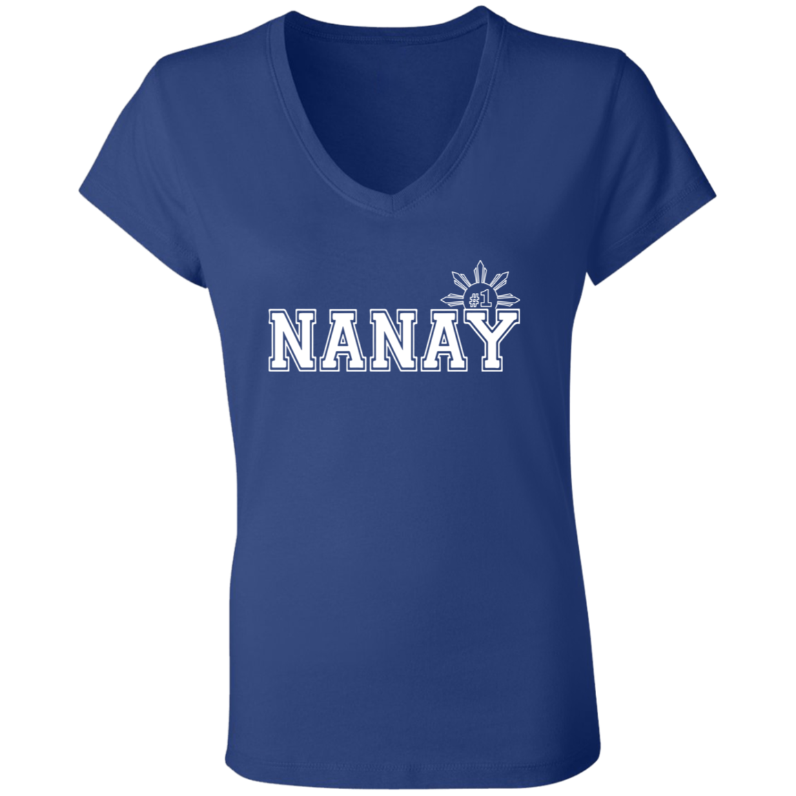 No 1 Nanay Ladies Jersey V-Neck T-Shirt