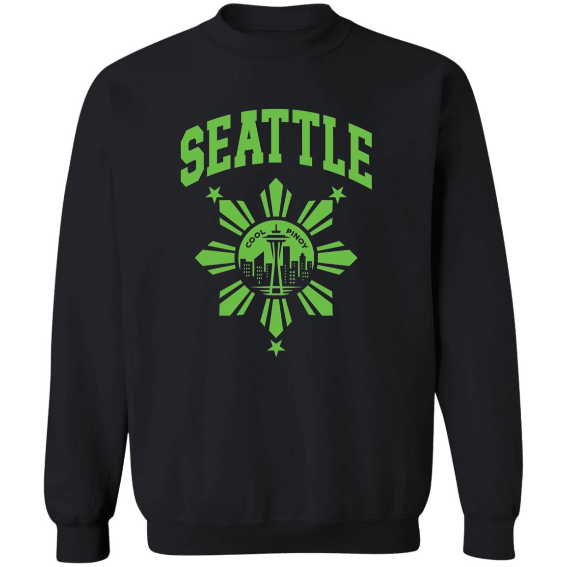 Seattle with Sun and Stars Unisex Crewneck Pullover Sweatshirt