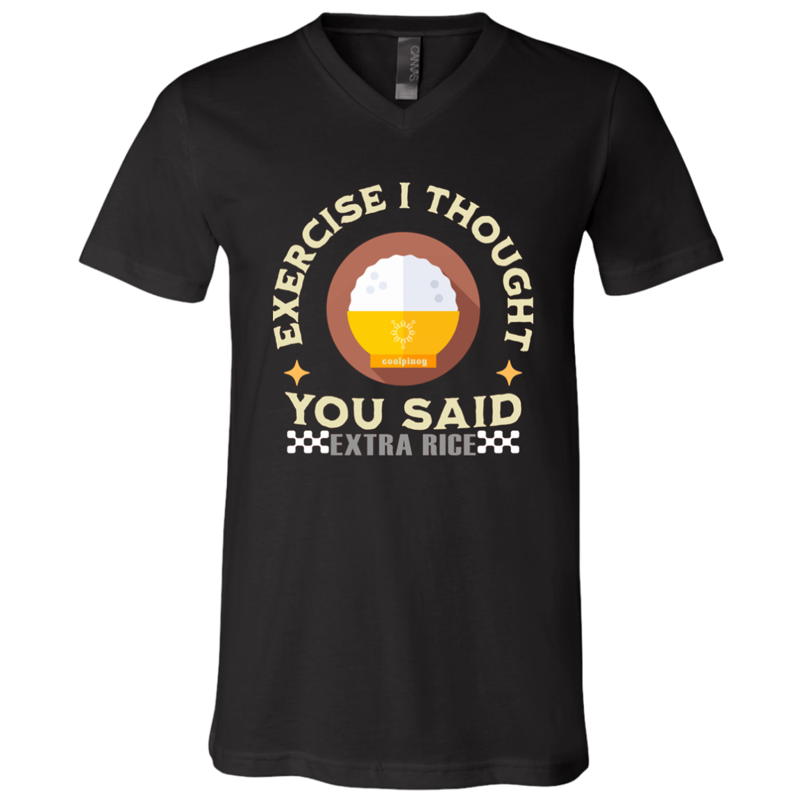 Exercise I Thought You Said Extra Rice Yellow Unisex Jersey V-Neck T-Shirt