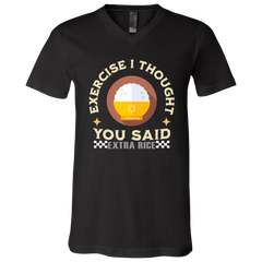 Exercise I Thought You Said Extra Rice Yellow Unisex Jersey V-Neck T-Shirt