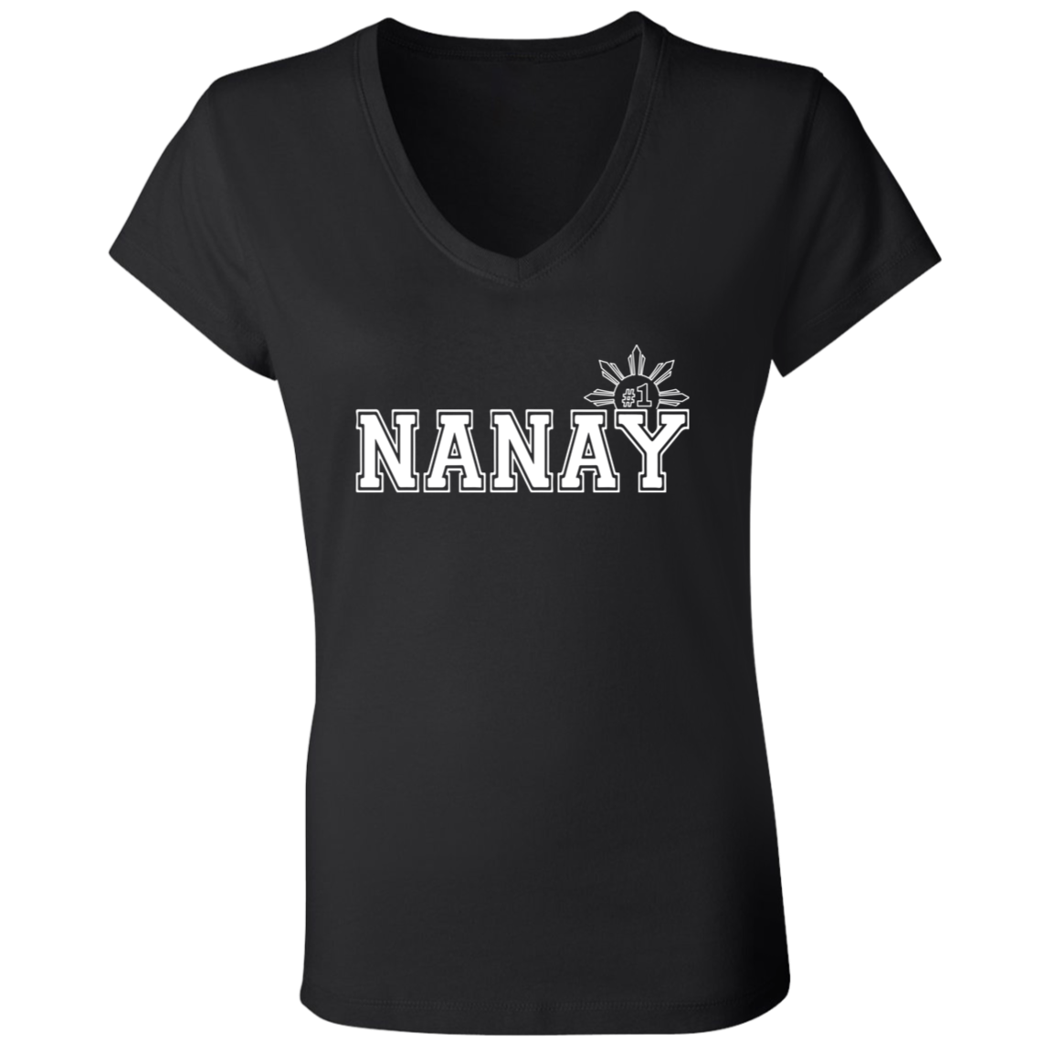 No 1 Nanay Ladies Jersey V-Neck T-Shirt