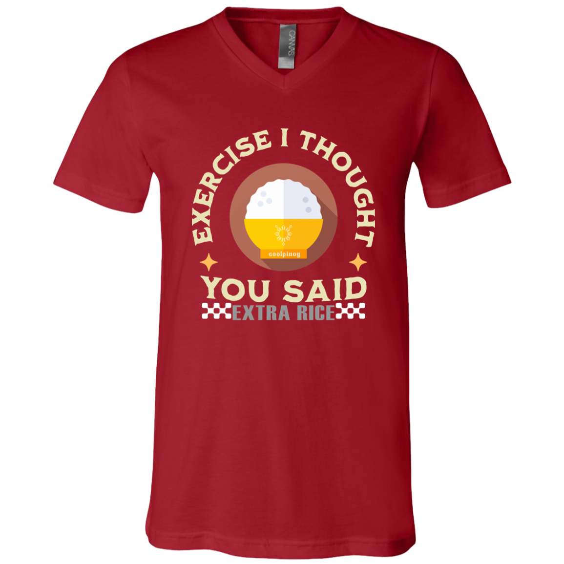 Exercise I Thought You Said Extra Rice Yellow Unisex Jersey V-Neck T-Shirt