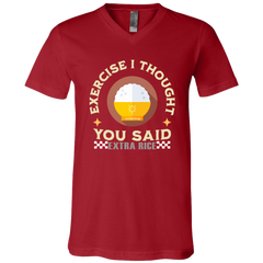 Exercise I Thought You Said Extra Rice Yellow Unisex Jersey V-Neck T-Shirt