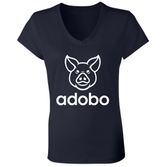 Adobo Pig Head Ladies Jersey V-Neck T-Shirt