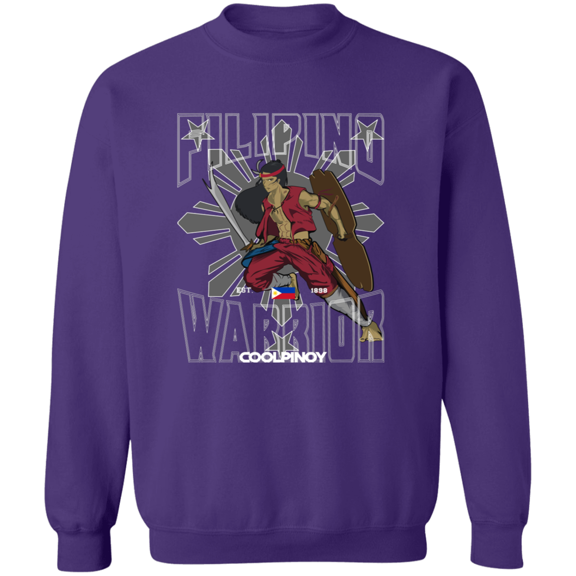 Filipino Warrior Grey Sun and Stars Unisex Crewneck Pullover Sweatshirt