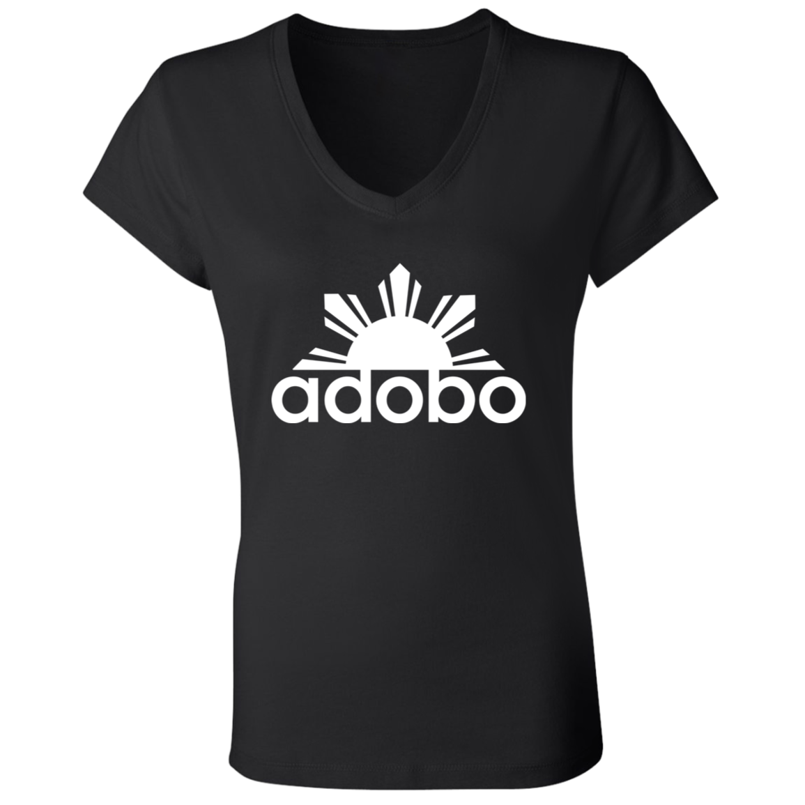 Adobo Half Sun Ladies Jersey V-Neck T-Shirt