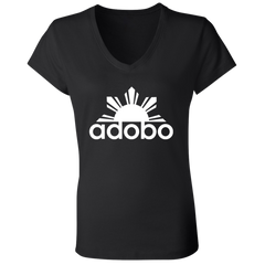 Adobo Half Sun Ladies Jersey V-Neck T-Shirt