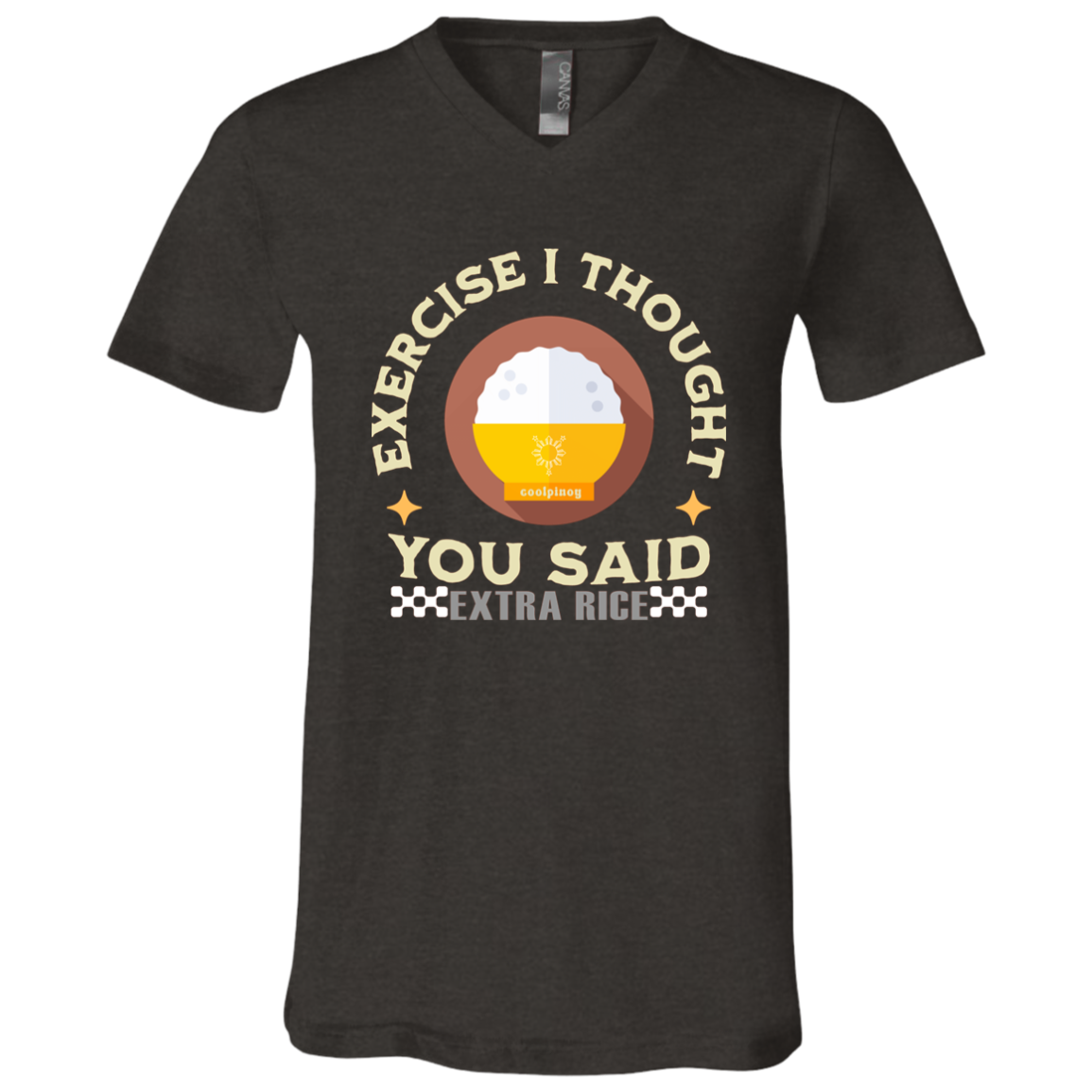 Exercise I Thought You Said Extra Rice Yellow Unisex Jersey V-Neck T-Shirt