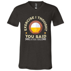 Exercise I Thought You Said Extra Rice Yellow Unisex Jersey V-Neck T-Shirt