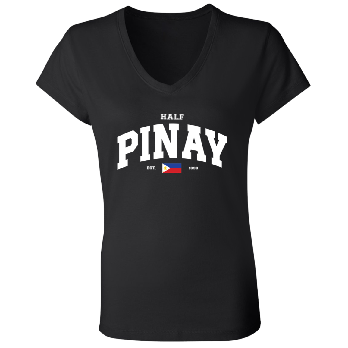 Half Pinay Ladies' Jersey V-Neck T-Shirt