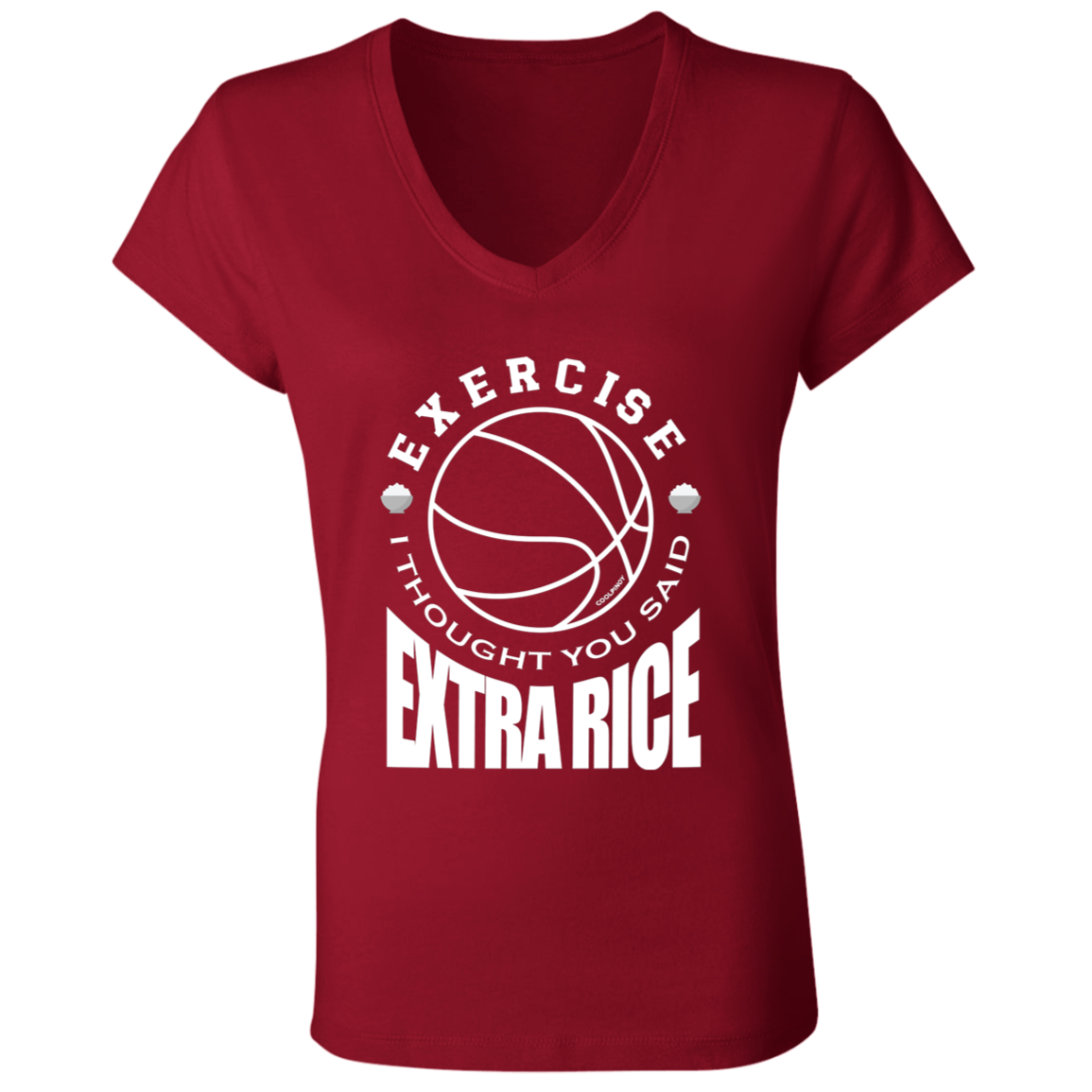 Exercise I Thought You Said Extra Rice Basketball Ladies Jersey V-Neck T-Shirt