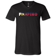 Filipino with Flag Embedded Unisex Jersey V-Neck T-Shirt