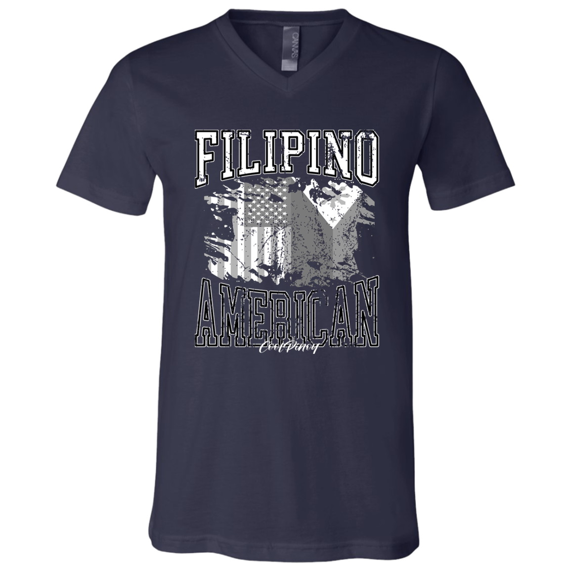 Filipino American Flags Distressed Unisex Jersey V-Neck T-Shirt