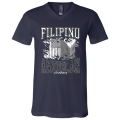 Filipino American Flags Distressed Unisex Jersey V-Neck T-Shirt