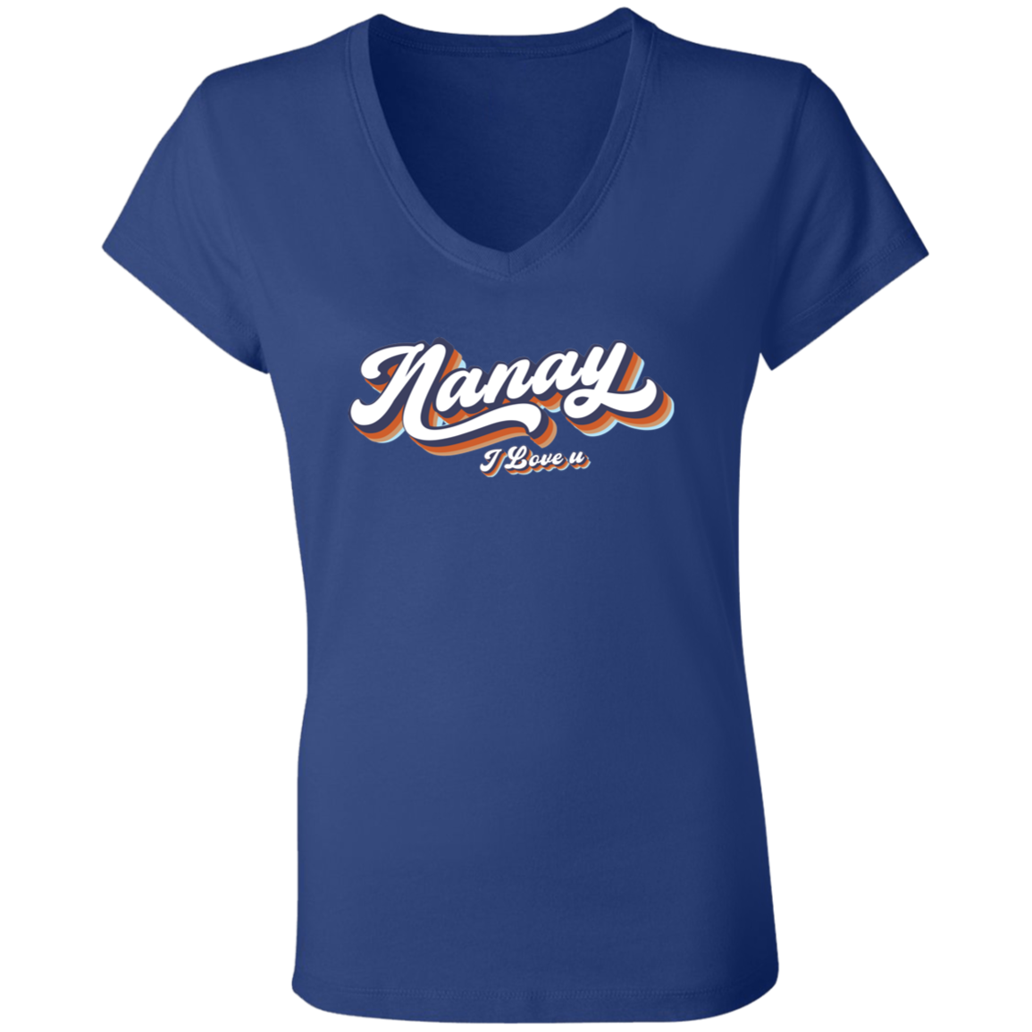 Nanay I Love U Ladies Jersey V-Neck T-Shirt