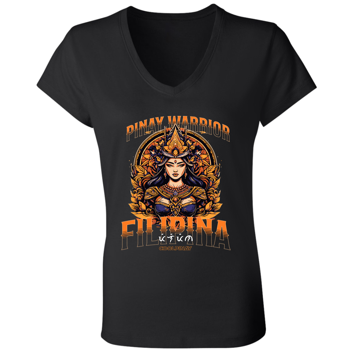 Pinay Warrior Filipina Ladies' Jersey V-Neck T-Shirt