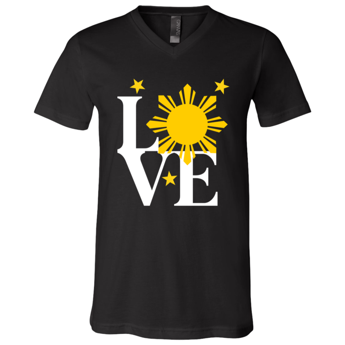 Love with Yellow Sun and Stars Unisex Jersey V-Neck T-Shirt