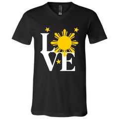 Love with Yellow Sun and Stars Unisex Jersey V-Neck T-Shirt