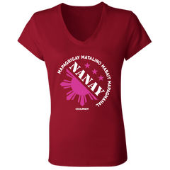 Matalino Mapagmahal Nanay Ladies Jersey V-Neck T-Shirt