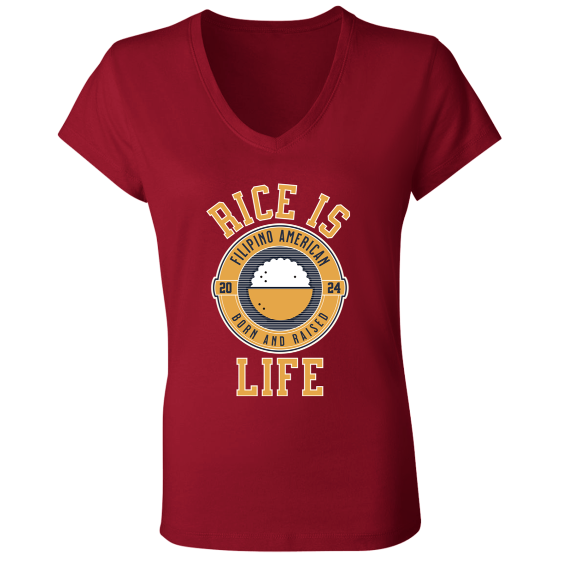 RIce is Life Ladies Jersey V-Neck T-Shirt