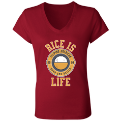 RIce is Life Ladies Jersey V-Neck T-Shirt