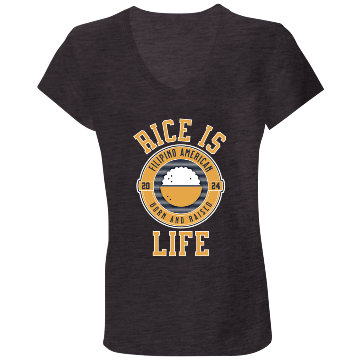 RIce is Life Ladies Jersey V-Neck T-Shirt