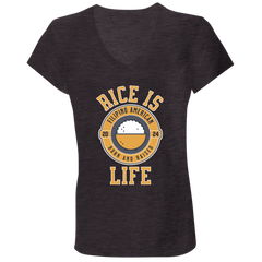 RIce is Life Ladies Jersey V-Neck T-Shirt