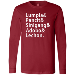 Lumpia Pancit Sinigang Adobo Lechon Mens Jersey Long Sleeve T-Shirt