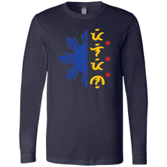 Tricolor Filipino in Baybayin Script Half Sun Mens Jersey Long Sleeve T-Shirt